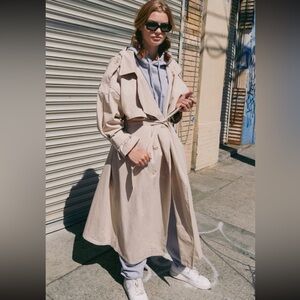 Sand Hooded Oversized Belted Trench Coat | Nasty Gal | NWT